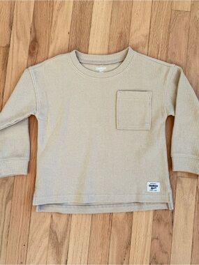 OshKosh B'gosh Beige Ribbed Pocket Long-Sleeve Toddler Top